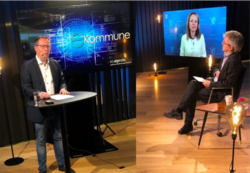 Bjørn Arild Gram, styreleder i KS, åpnet eKommune sammen med Linda Hofstad Helleland, digitaliseringsminister og Paul Chattey, statssekretær (H). Foto: KS