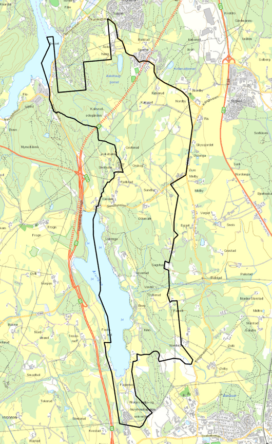 kartillustrasjon som viser området som skal kartlegges