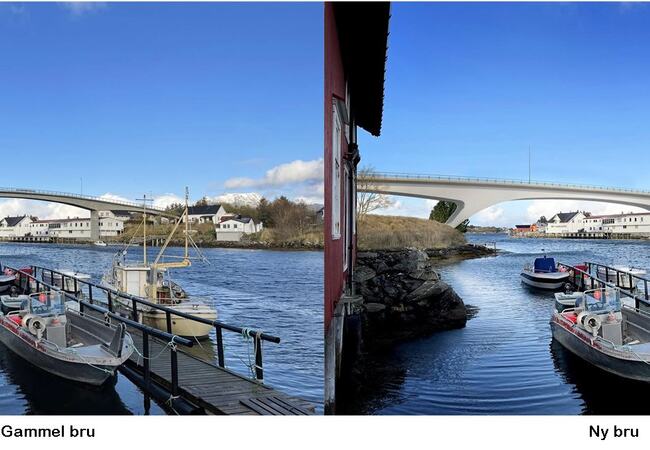 Bilde av gammel og fremtidig Herøysundet bru