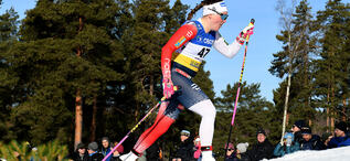 JULIE MYHRE vann 5 km på norska mästerskapen. Hon vann tidigare också NM-guldet i sprint. Foto/rights: ROLF ZETTERBERG/kekstock.com