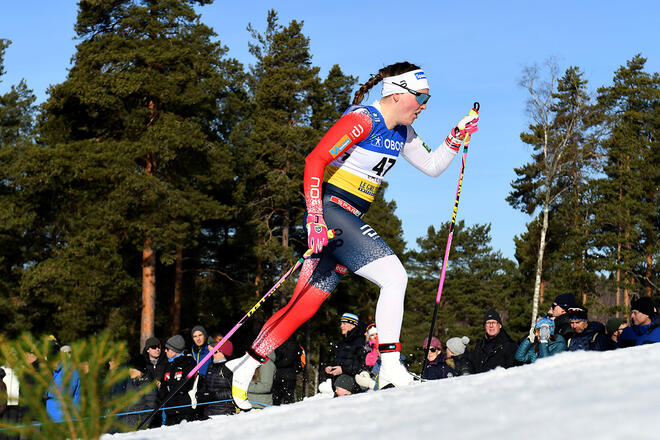 JULIE MYHRE vann 5 km på norska mästerskapen. Hon vann tidigare också NM-guldet i sprint. Foto/rights: ROLF ZETTERBERG/kekstock.com