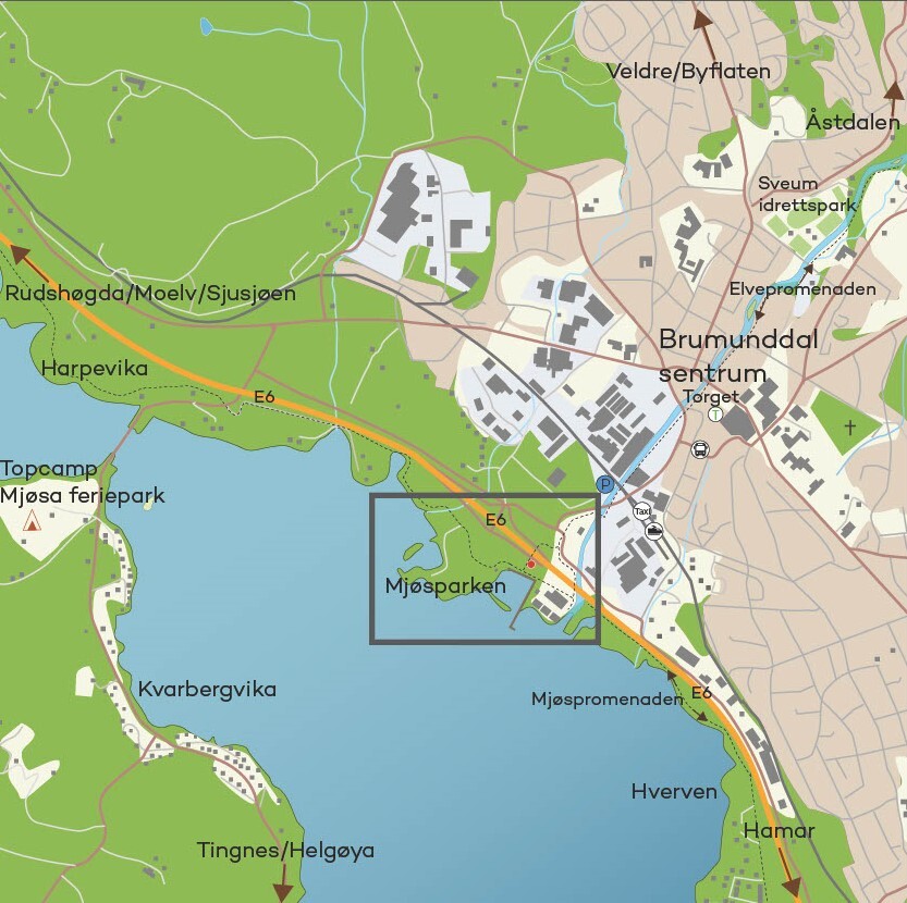 Kart Ringsaker og Mjøsparken