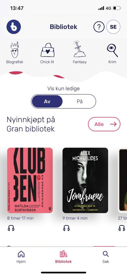 I appen Bookbites finner du nå et utvalg bøker som kun er for Gran folkebiblioteks lånere.