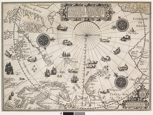 Kart fra Barents oppdagelse datert 1596.