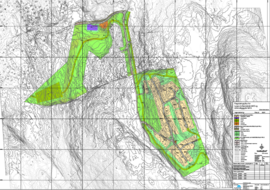 Et tegnet kart som viser forslag til reguleringsplan for Lygna hytteområde felt D