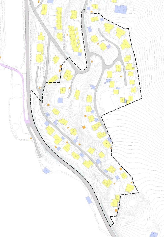 Detaljregulering Sandvikhaugen kart med planavgrensing