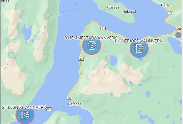 Oversikt over vannverk i Kvæfjord