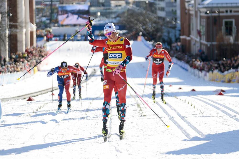 14.03.2023, Drammen, Norway (NOR):Johannes Hoesflot Klaebo (NOR) - FIS world cup cross-country, individual sprint, Drammen (NOR). www.nordicfocus.com. Â© Modica/NordicFocus. Every downloaded picture is fee-liable.