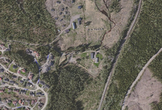 Flyfoto som viser området Viubråtan