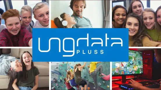 Barn og unge sammen med logo Ungdata pluss