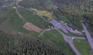 Dronebilde over Hadelandsparken sommer ikke opparbeidet