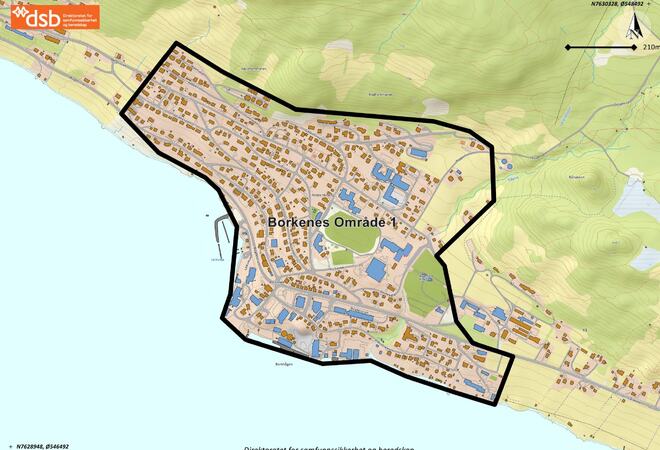 Område som blir berørt av evakueringsøvelsen 24.05.23