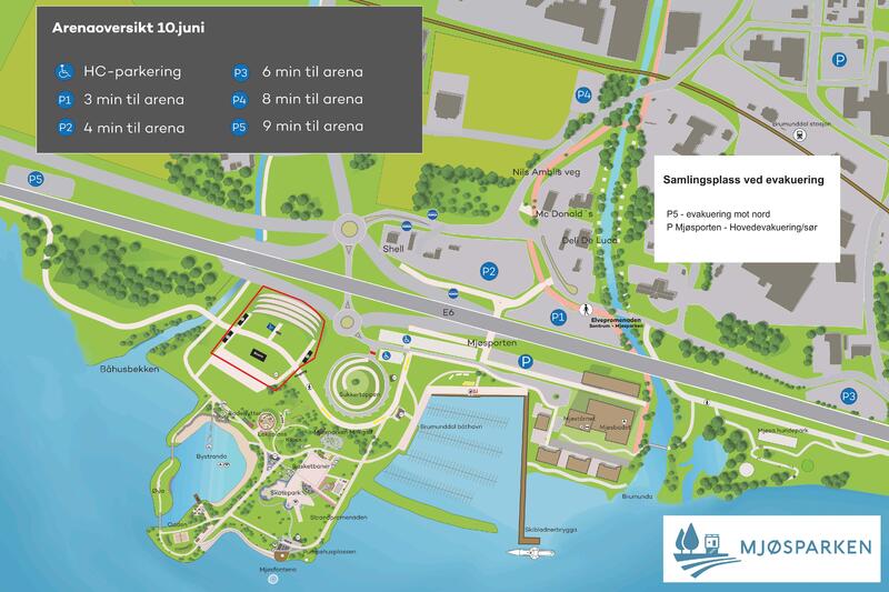 Arenakart for åpningen av Mjøsparken