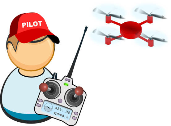 Tegning av person som styre en drone