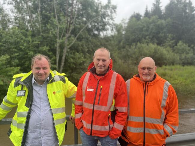 Atle Hermansen, Bengt Bragerhaug og André Eriksen på Brua over Vigga ved Volla renseanlegg