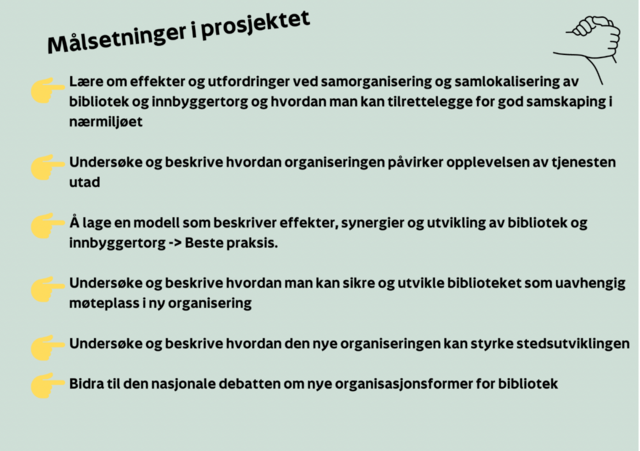 Det ble i utgangspunktet satt opp en rekke målsetninger i prosjektet (klipp fra sluttrapporten).