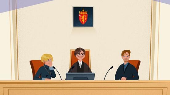 Tegning som viser dommer og to meddommere