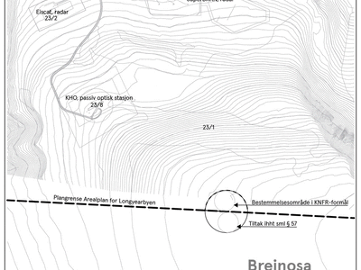 Illustrasjon av planavgrensing for delplan D61 målemast på Breinosa