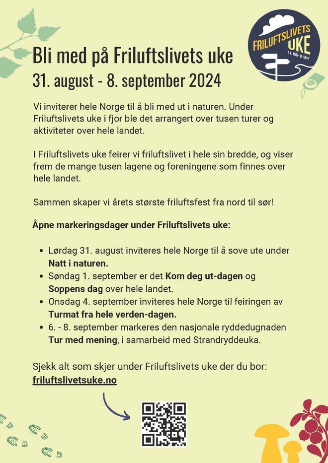 Bli med på Friluftslivets uke 2024 - invitasjon bokmål