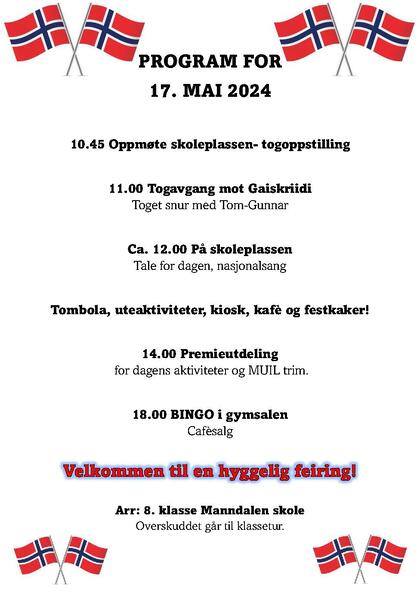 17.mai program Manndalen