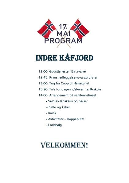 17.mai program Indre Kåfjord