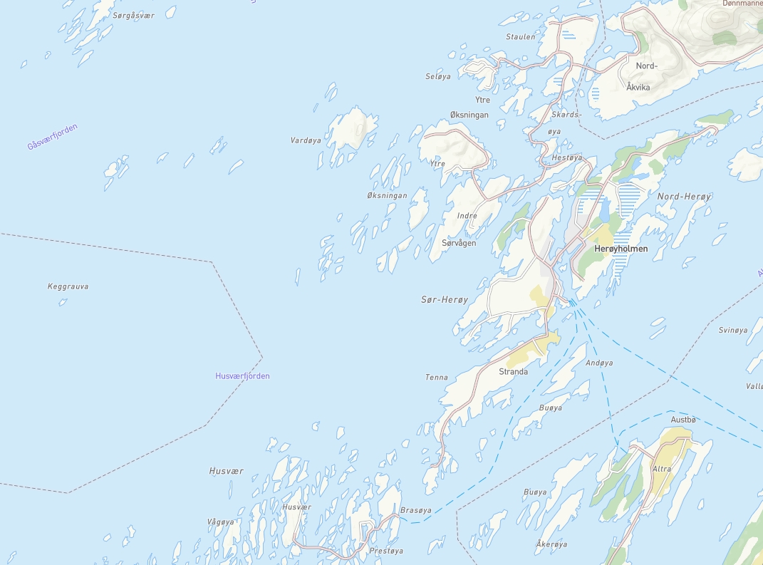Kart over Herøy kommune.