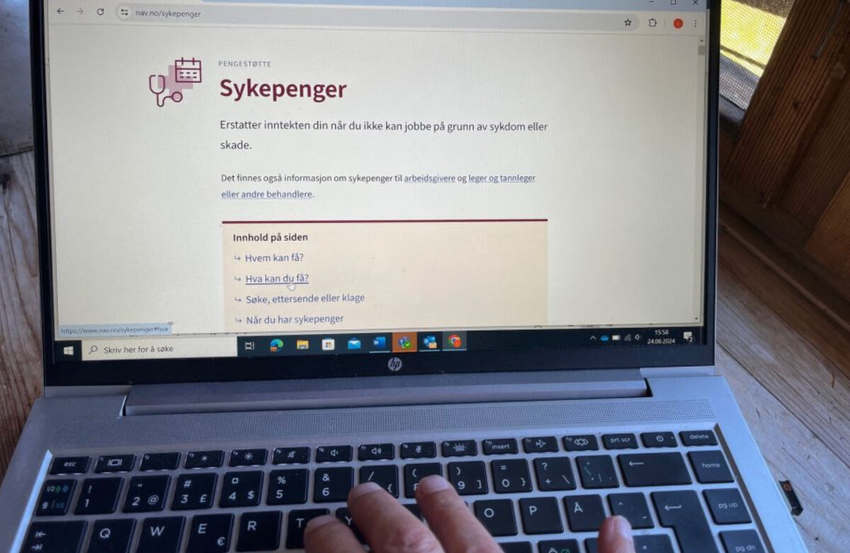 NAV om sykepenger vises på en dataskjerm