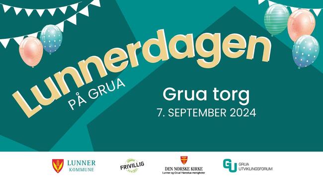 Logo Lunnerdagen på grønnfarget bakgrunn med logoer til arrangørene nederst