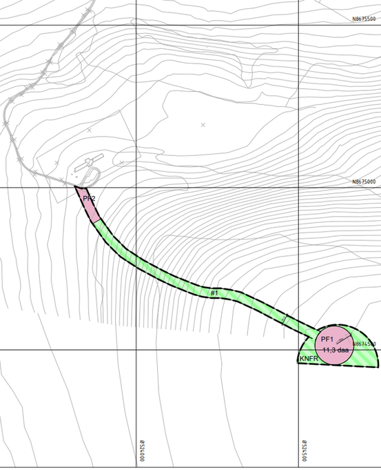 Plankart delplan for målemast på Breinosa