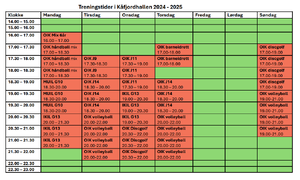 Treningstider 2024-2025