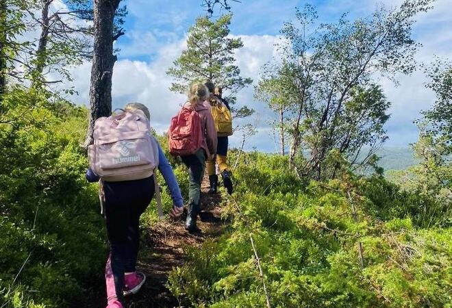 Bilde av barn som går i naturen