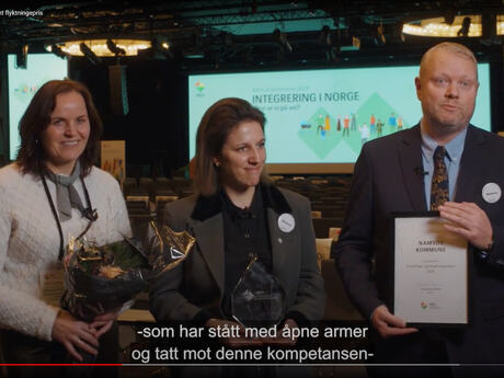 Fra video under prisutdelingen der Namsos kommune vant pris for bosetting og integrering av flyktninger