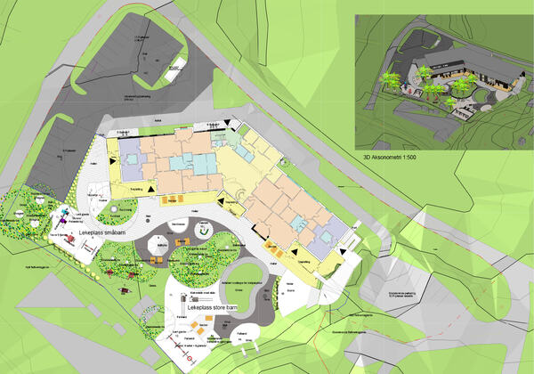 Plantegning av ny barnehage i Herøy kommune i Nordland.