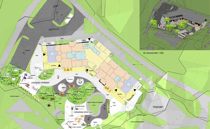 Plantegning av ny barnehage i Herøy kommune i Nordland.