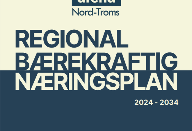 Bildet viser overskriften Regional Bærekraftig Næringsplan og kommunevåpnene til kommunen i Nord-Troms.