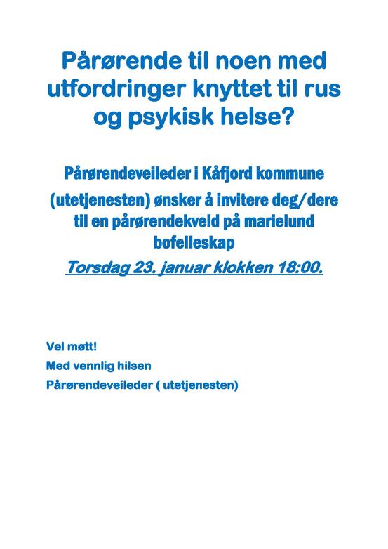 Pårørende til noen med utfordringer knyttet til rus og psykisk helse ny jan-25