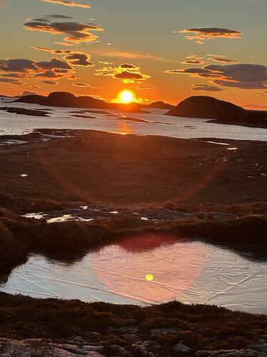 Solnedgang fra Øksningan. (Foto: Lisbeth Larsen)