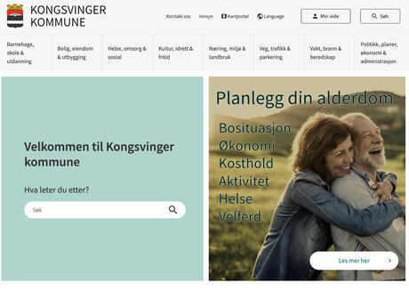 Fra forsiden av Kongsvinger kommunes nettsted