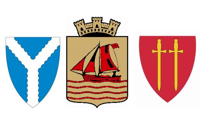 Kommunevåpnene til Kvinesdal, Flekkefjord og Hægebostad