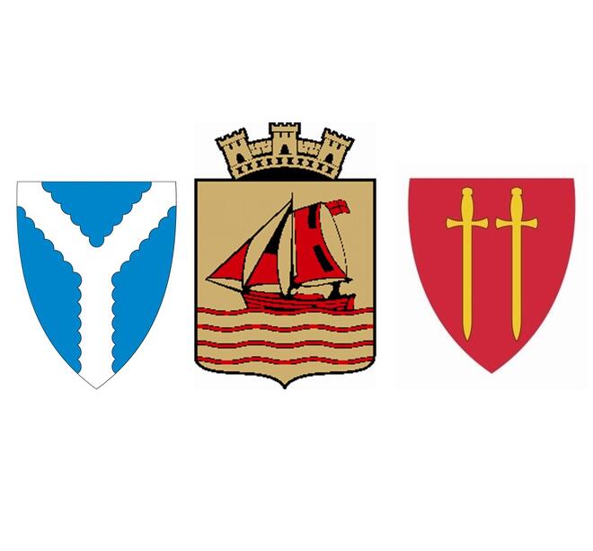 Kommunevåpnene til Kvinesdal, Flekkefjord og Hægebostad