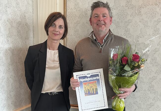 Styreleder Toril Valla og Skule Langø fra Coop Prix Herøy