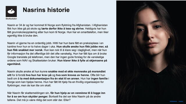 Nasrins historie med tekst