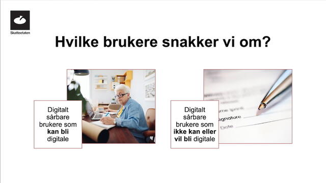 Bildet illustrerer brukere som kan og ikke kan bli digitale