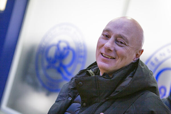 Portrait of QPR stream commentator Nick London. Outside stadium entrance