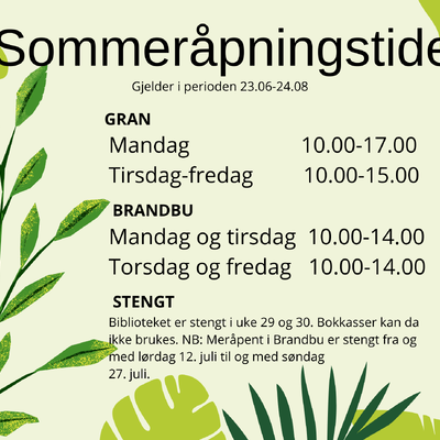 Sommeråpningstider i 2025.
