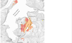 Bildet viser et kartutsnitt over noen deler av Nordreisa. Det er merket i orasnj og rødt de områdene som blir påvirket av oppgraderingen. Det er da Straumfjord og noen steder ved Maursund.