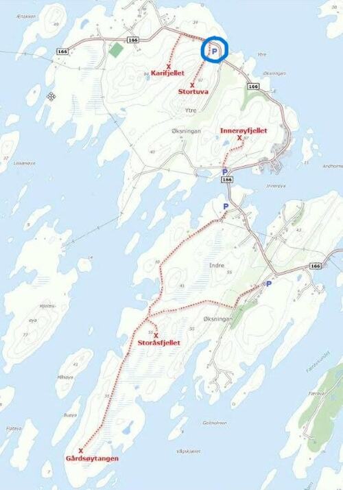 5 på topp Øksningan markering P Stortuva