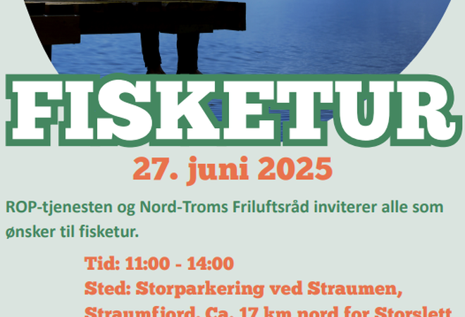 Plakat med friske farger. På bildet ser vi en mann som sitter ved en kai og fisker. Han har på seg hatt.