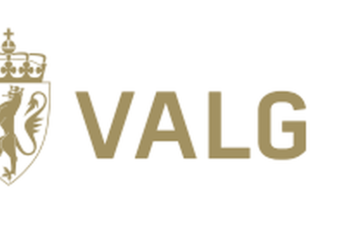 Bildet viser logoen til valget. Bakgrunnen er hvit og fargen gull.