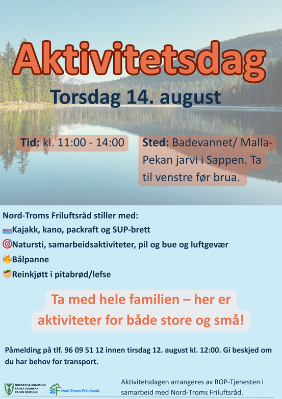 Bildet viser en plakat med samme informasjon som i artikkelen. Plakaten har et bilde av et vann og har fargene blå og oransje.